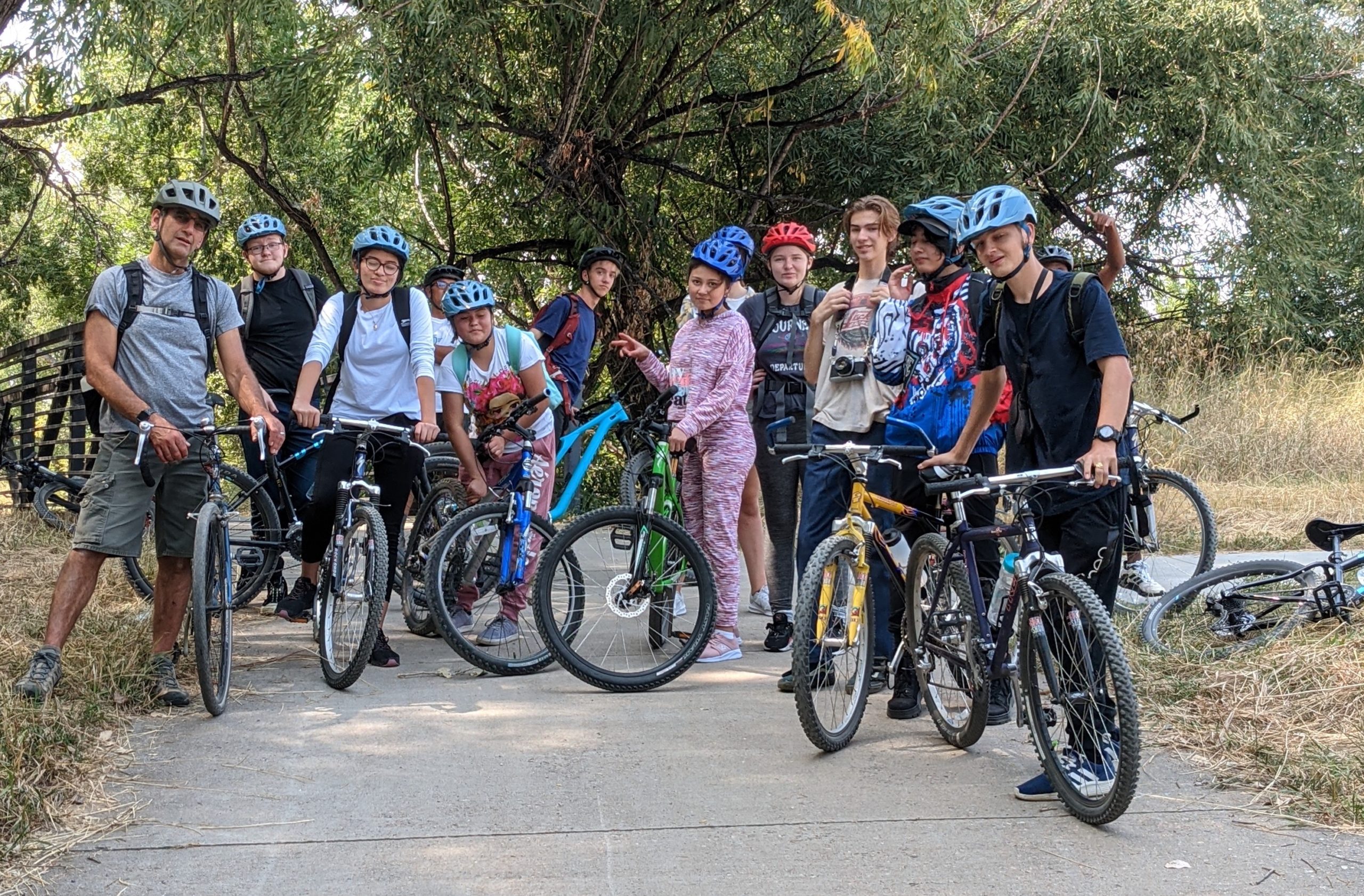 CHS students led by Lucky to Ride on a biking field trip