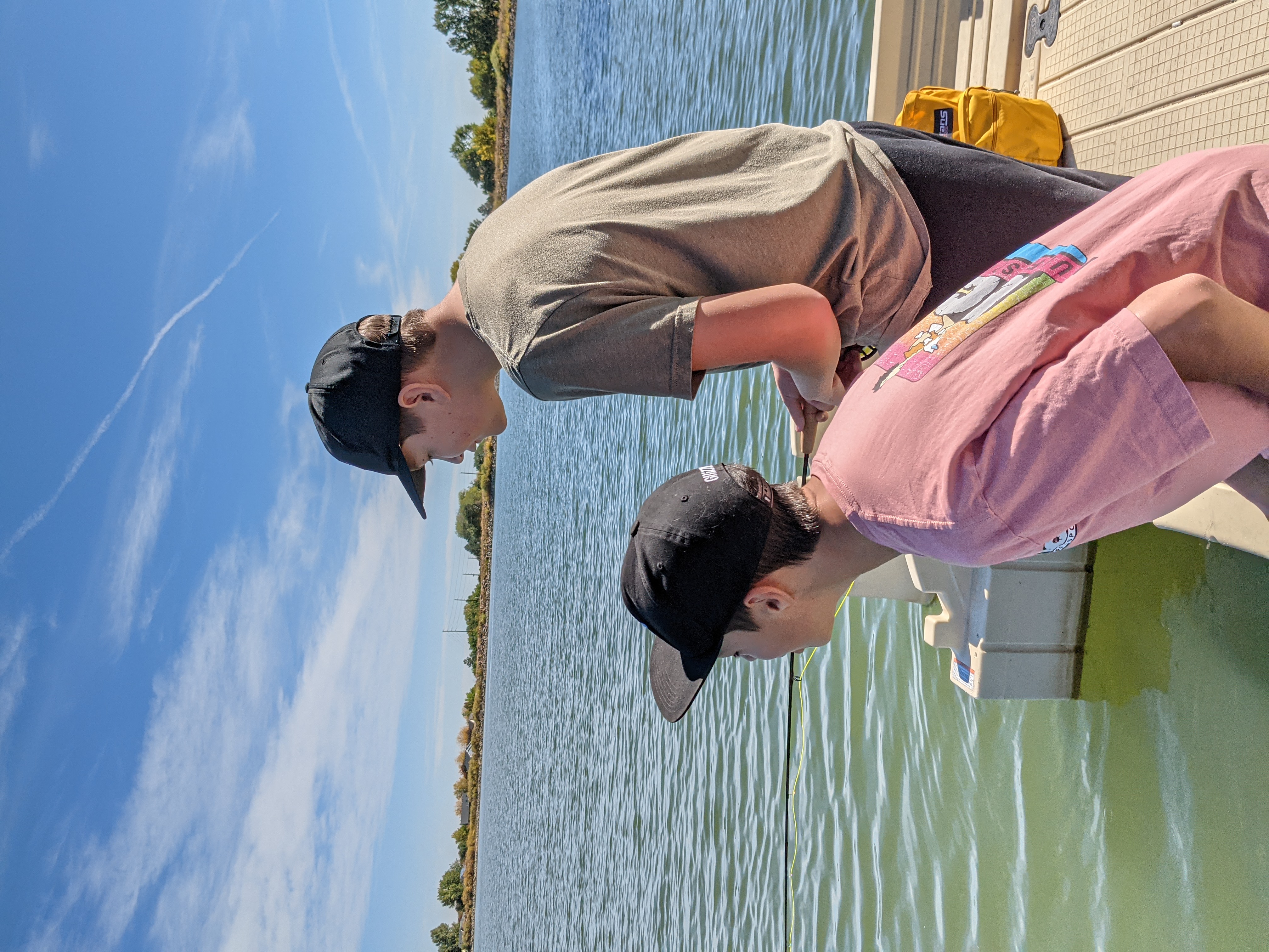 AMS students on the dock at Waneka Lake