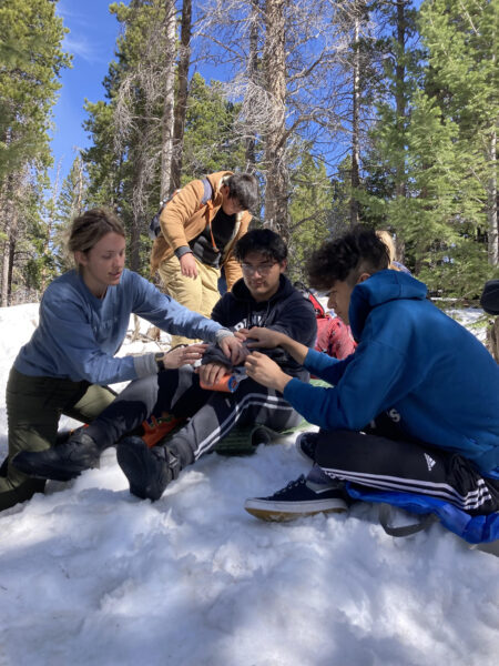 Sadie teaching wilderness first aid skills