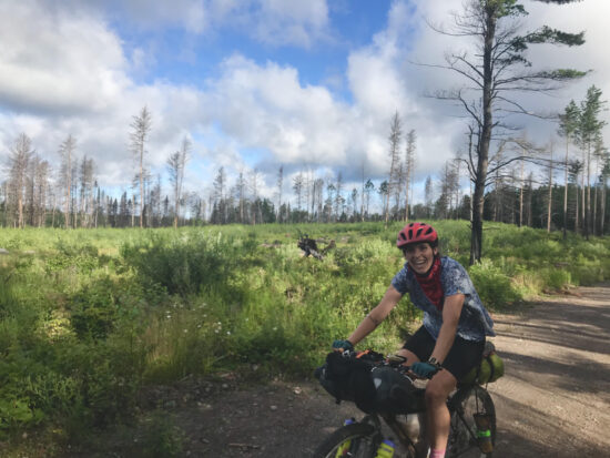 Sadie riding her mountain bike