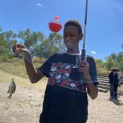 A student caught a fish!