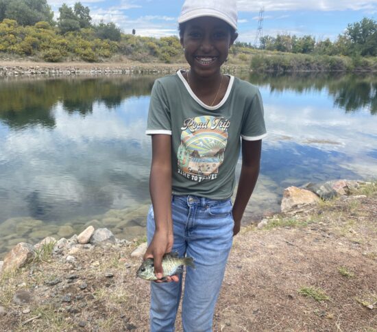 A student caught a fish!