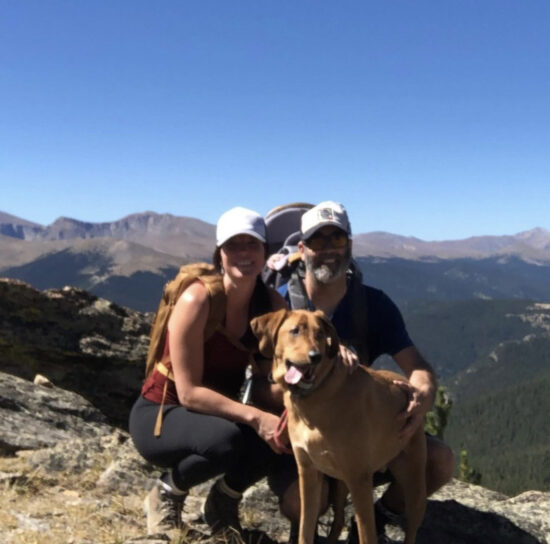 Andrea with her family on the trail