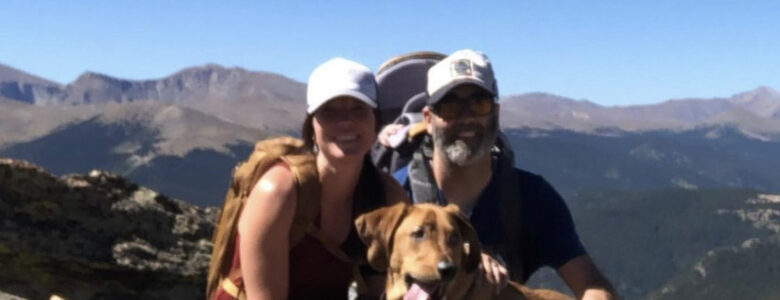 Andrea with her family on the trail