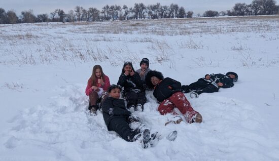 AXL students playing in the snow