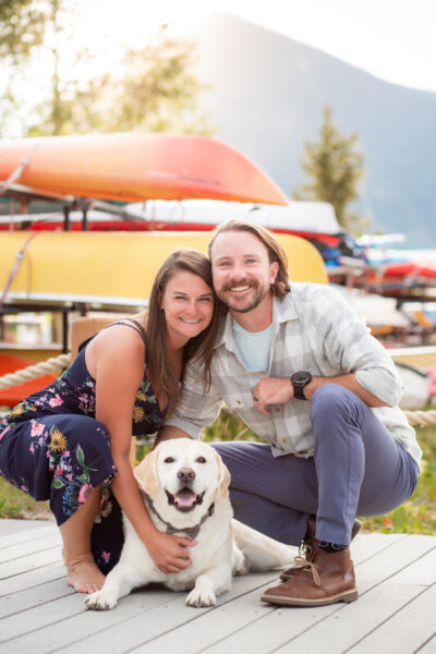 Whitney, her husband, and their dog Bodhi