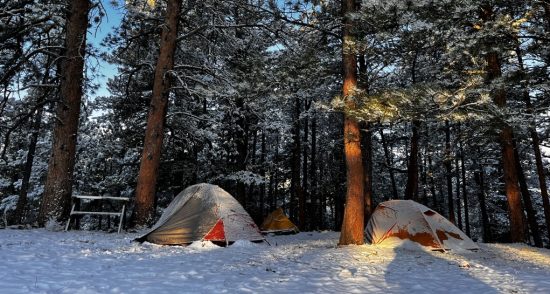 Two tents in the snow