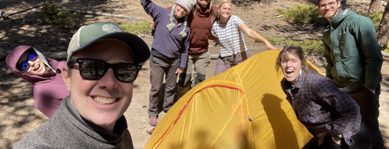 Cottonwood Institute staff members taking a selfie with one of our tents