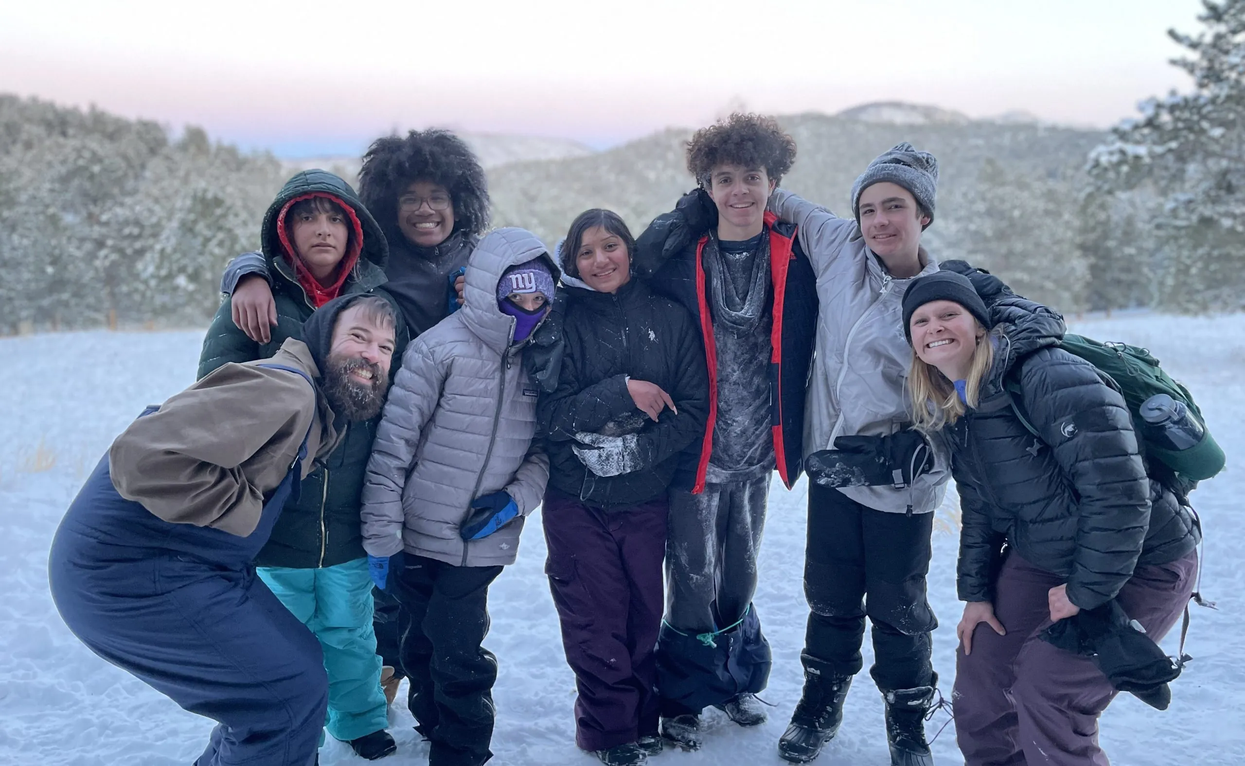 Kids standing in the snow