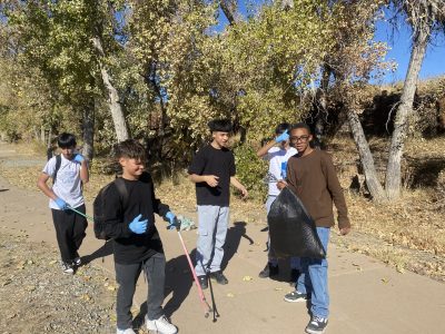 AXL students picking up trash