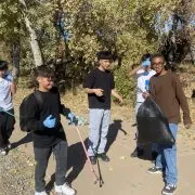 AXL students picking up trash