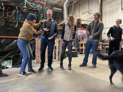 Cottonwood staff and instructors play a teambuilding game at spring training