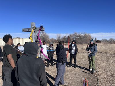 AXL student try archery during their winter trimester CAP class.