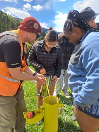 Students are learning about water quality testing during a Cottonwood Institute Water Education program.