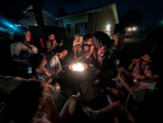 Youth leadership was on display with the Casa backyard camping trip while teens showed younger children how to be safe roasting s'mores.