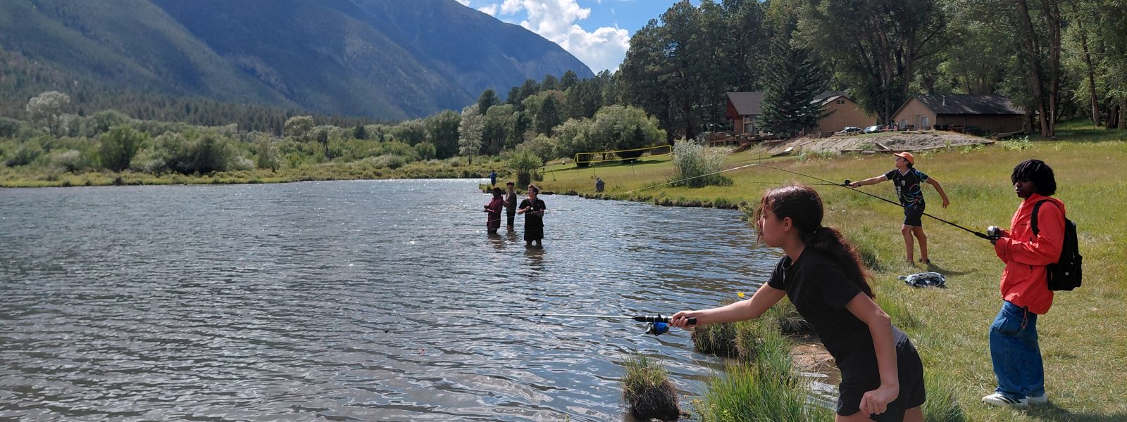 Student fish in the river during their hydrological outdoor adventure.